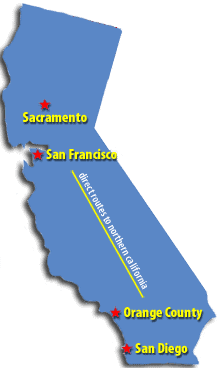 California map with cities highlighted