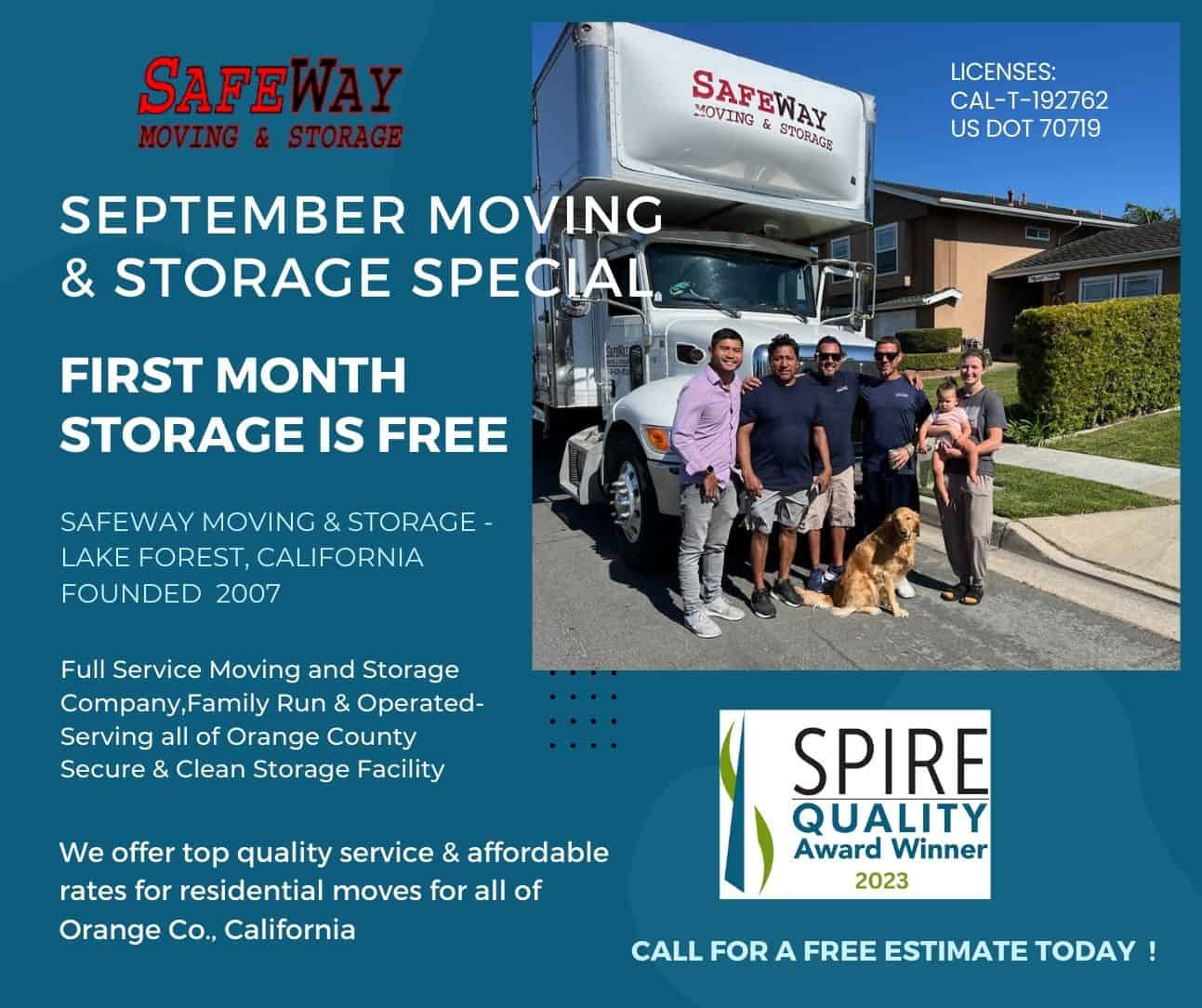 Sept Moving & Storage Special Lake Forest